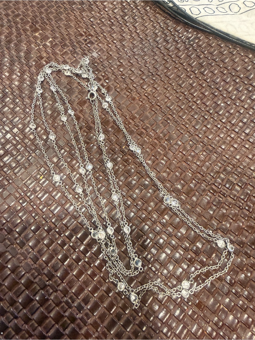 Silver Multi-Strand CZ Station Necklace - Unbranded